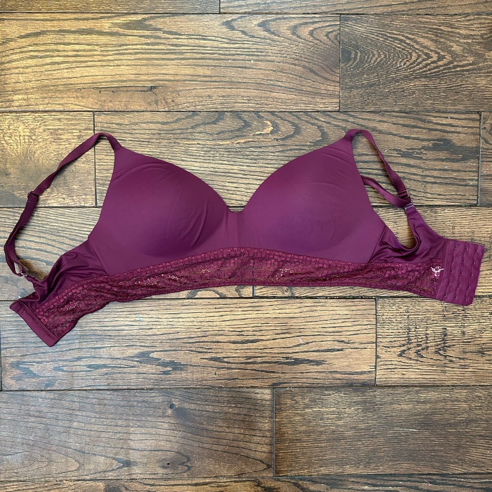 Victorias Secret 34D Lace-Trim Bra - Deep Wine